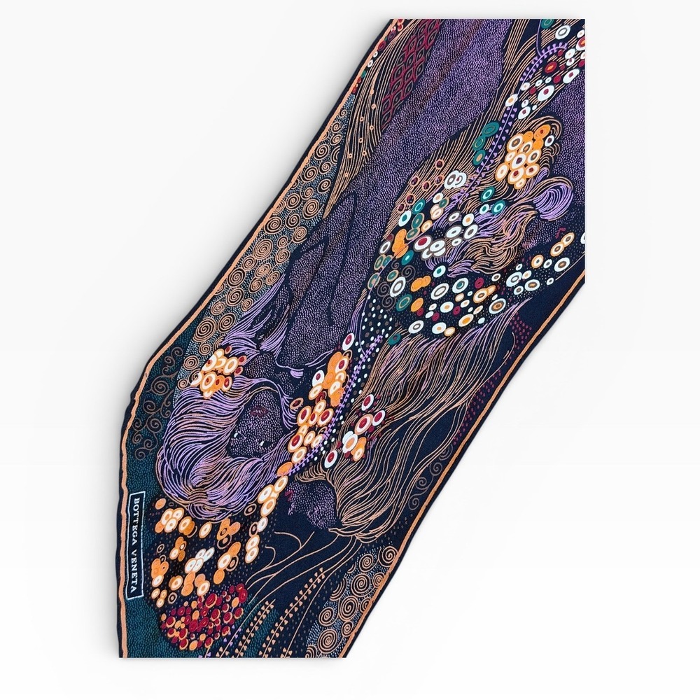 Bottega Veneta long Silk Scarf inspired by Gustav Klimt Designer Accessory - Picture 6 of 10